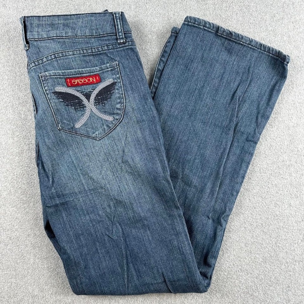 SASSON‎ Bootcut Boogie Womens Jeans Blue Denim Mid Rise 10 Western Rodeo Cowboy